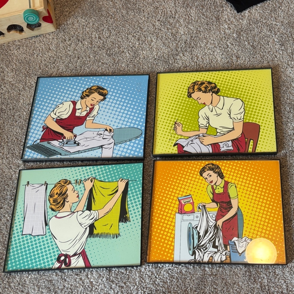 Pop Art Laundry Room Wall Art Set of 4
